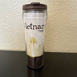 Starbucks 2012 Vietnam 12oz Plastic Tumbler with Lid Travel Mug Cup